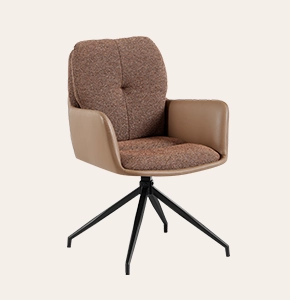 Contemporary Swivel Chair with Leather Arms – Multi-Purpose Upholstered Dining Chair for Bedroom, Kitchen or Workspace
