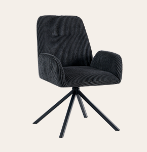 Dakota Swivel Upholstered Dining Chairs with Arms & Metal Legs - Black Multi-Room Kitchen, Living Room and Dining Room Seating
