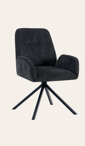 Dakota Swivel Upholstered Dining Chairs with Arms & Metal Legs - Black Multi-Room Kitchen, Living Room and Dining Room Seating