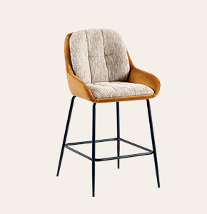 Karol Bar Stool - Counter Height with Arms, Upholstered Seat & Sturdy Metal Legs for Modern Kitchens