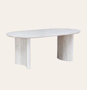 Maxine Modern Oval Dining Table - Grey Travertine or MDF Top for Contemporary Dining Spaces