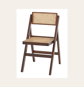 Ryla Foldable Dining Chairs - Space-Saving Rattan & Wood Folding Chairs for Indoor/Outdoor Use