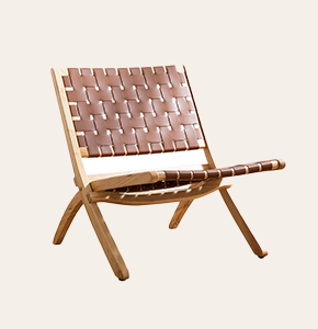 Zino Scandinavian Folding Wood Chairs - Natural Woven Leather Seats for Dining & Outdoor Living