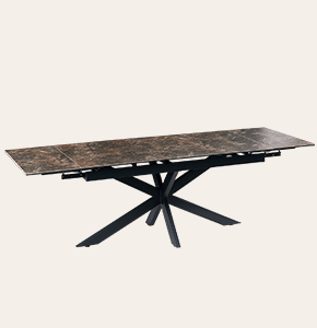 Reino Extendable Black Sintered Stone Rectangular Dining Table for Kitchen & Dining Room
