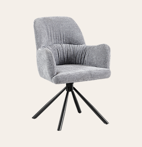 Swivel Dining Chair with Arms | Modern Upholstered Fabric Chair with Metal Legs for Kitchen, Living Room & Dining Room