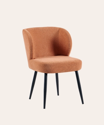 Aela Upholstered Chairs – Nordic Style Living Room & Dining Chairs with Metal Legs | Orange Accent Chairs for Bedroom, Kitchen Side Seating