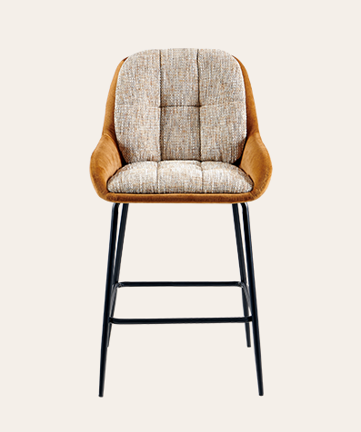 Karol Bar Stool – Counter Height with Arms, Upholstered Seat & Sturdy Metal Legs for Modern Kitchens