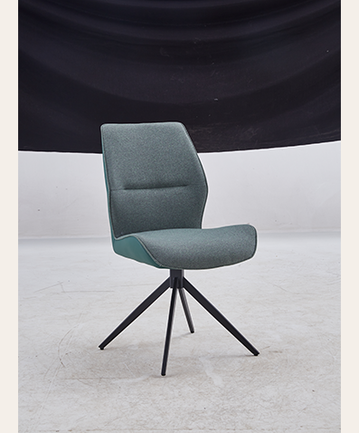 Lem Contemporary Swivel Dining Chairs – Upholstered Side Seating with Black Metal Legs for Modern Entertaining Spaces (Blue)