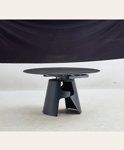 Modern Round Extendable Dining Table – Miller Dark Finish with Space-Saving Mechanism