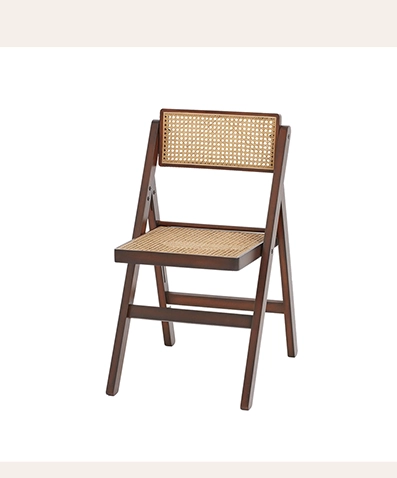Ryla Foldable Dining Chairs – Space-Saving Rattan & Wood Folding Chairs for Indoor/Outdoor Use