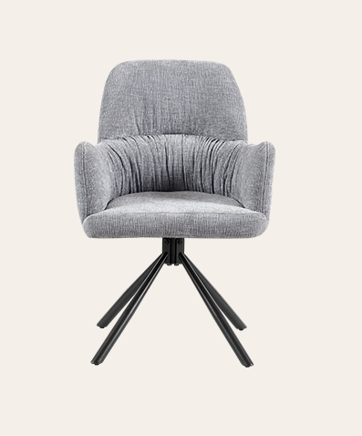 Swivel Dining Chair with Arms | Modern Upholstered Fabric Chair with Metal Legs for Kitchen, Living Room & Dining Room