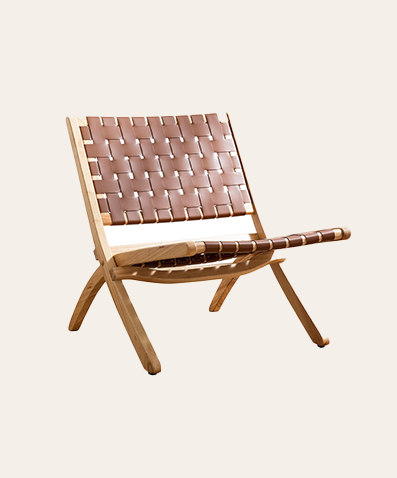 Zino Scandinavian Folding Wood Chairs – Natural Woven Leather Seats for Dining & Outdoor Living