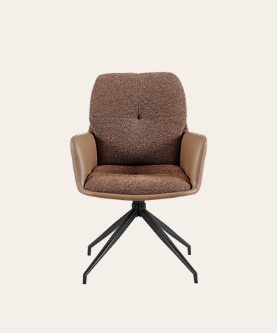 Contemporary Swivel Chair with Leather Arms – Multi-Purpose Upholstered Dining Chair for Bedroom, Kitchen or Workspace