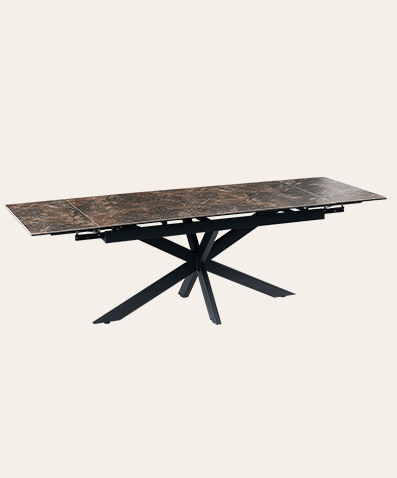 Reino Extendable Black Sintered Stone Rectangular Dining Table for Kitchen & Dining Room