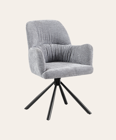 Swivel Dining Chair with Arms | Modern Upholstered Fabric Chair with Metal Legs for Kitchen, Living Room & Dining Room