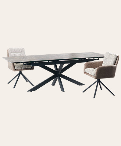 Reino Extendable Black Sintered Stone Rectangular Dining Table for Kitchen & Dining Room