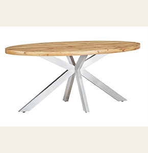 Aimer Modern Round Dining Table - Scandinavian Industrial Style White MDF Top with Metal Base | Lightweight Dining Room Table