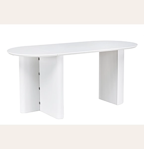 Aino Modern Dining Table - White MDF Rectangular/Oval Kitchen Table with Curved Wave Legs | Contemporary Living Room Dining Surface