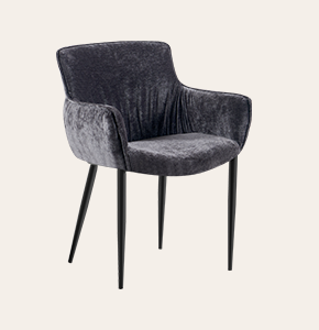 Eden Modern Upholstered Dining Chair with Arms – Black Metal Legs & Ergonomic Comfort