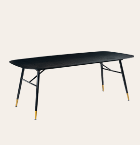 Gisil Black Stone-Gold Rectangular Dining Table – Sintered Stone Top & Metal Legs for Modern Kitchens