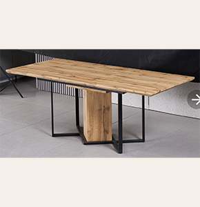 Venetta Modern Industrial Dining Table | Rectangular MDF Top & Black Metal Legs for Kitchen, Dining & Living Rooms