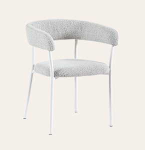 Aura Modern Armchairs with Metal Legs - Cream Boucle Upholstered Dining Chairs for Contemporary Kitchens & Cozy Bedrooms & Living