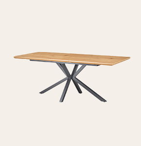 Veiko Extendable MDF Veneer Dining Table – Light Natural Rectangular Design with Black Metal Legs for Kitchens & Dining Rooms