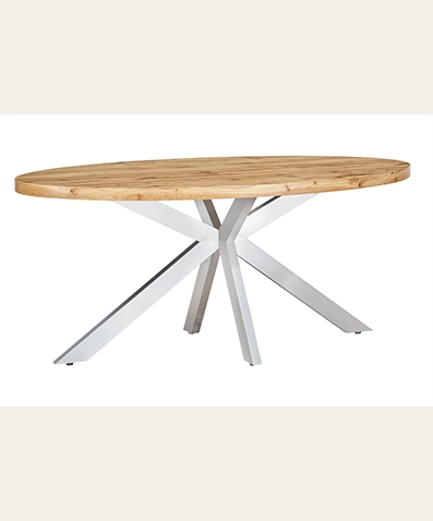 Aimer Modern Round Dining Table – Scandinavian Industrial Style White MDF Top with Metal Base | Lightweight Dining Room Table