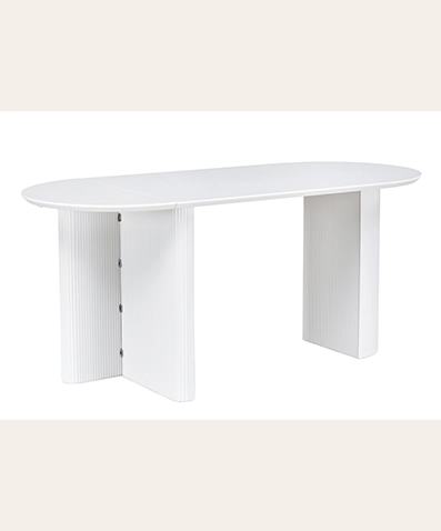 Aino Modern Dining Table – White MDF Rectangular/Oval Kitchen Table with Curved Wave Legs | Contemporary Living Room Dining Surface