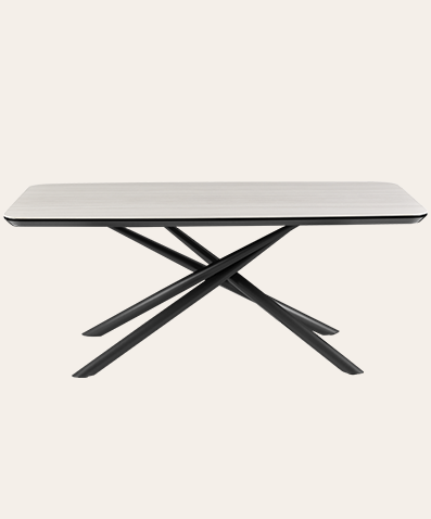Apex Rectangular Dining Table – White MDF Table with Metal Legs | Modern Dining Room Centerpiece