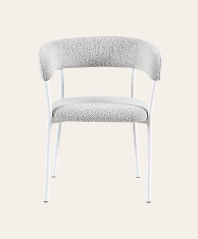 Aura Modern Armchairs with Metal Legs – Cream Boucle Upholstered Dining Chairs for Contemporary Kitchens & Cozy Bedrooms & Living