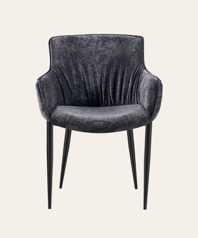 Eden Modern Upholstered Dining Chair with Arms – Black Metal Legs & Ergonomic Comfort