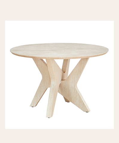 Jovi Modern Travertine Dining Table | Light Round Design with White MDF Base