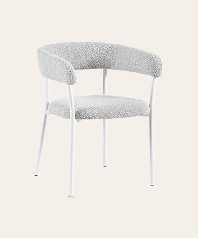 Aura Modern Armchairs with Metal Legs – Cream Boucle Upholstered Dining Chairs for Contemporary Kitchens & Cozy Bedrooms & Living