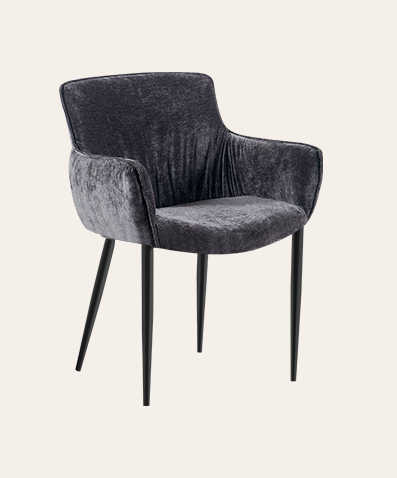 Eden Modern Upholstered Dining Chair with Arms – Black Metal Legs & Ergonomic Comfort