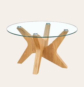 Alben Modern Round Dining Table with Glass Top - Lightweight MDF Design for Kitchen & Living Room Spaces