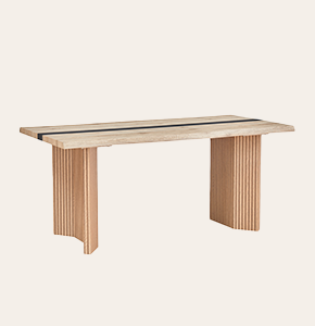 Blair Natural MDF Dining Table - Rectangular Design with Ribbed Legs for Modern Dining Rooms