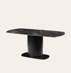Brin Modern Dining Table | Sintered Stone Top & MDF Base | Dark Rectangular Kitchen Table
