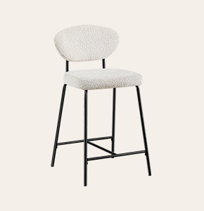 Kaya White Counter Stools | Cushioned Bar Stools with Metal Legs for Kitchen & Counter Height
