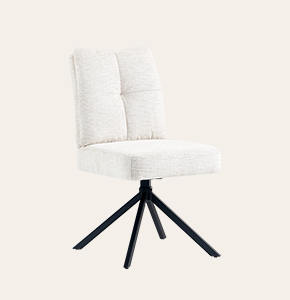 Nix Modern Upholstered Swivel Chair – Beige Fabric & Black Legs for Living Room, Dining, or Stylish Side Seating