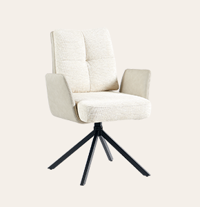 Ziro Leather&Fabric Upholstered Swivel Dining Chair – Armrests & Sleek Metal Legs for Modern Dining Rooms