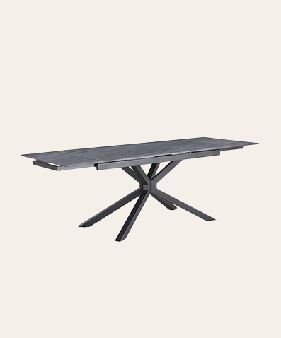 Azuris Extendable Dining Table with Metal Base – Dark Rectangular Table for Kitchen, Living Room & Dining Room
