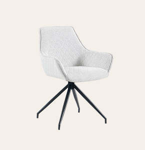 Ciel White Upholstered Swivel Dining Chairs with Arms & Metal Legs | 360-Degree for Home Office, Kitchen & Living Room