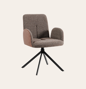 Neal Modern Swivel Dining Chairs with Arms – Leather Upholstered Armrest & Sleek Metal Legs for Living Room Elegance