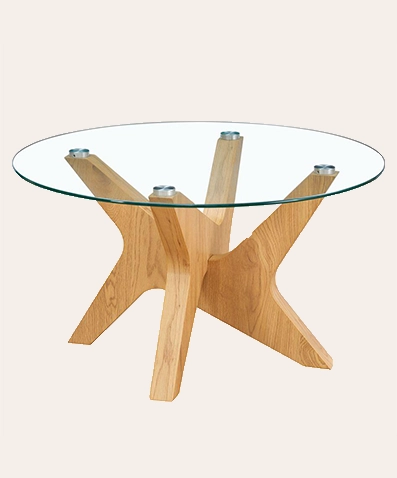 Alben Modern Round Dining Table with Glass Top – Lightweight MDF Design for Kitchen & Living Room Spaces