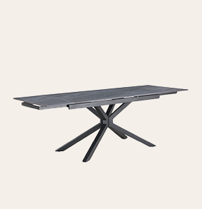 Azuris Extendable Dining Table with Metal Base - Dark Rectangular Table for Kitchen, Living Room & Dining Room
