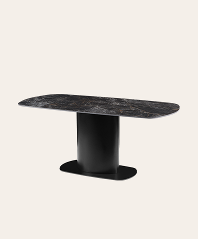Brin Modern Dining Table | Sintered Stone Top & MDF Base | Dark Rectangular Kitchen Table