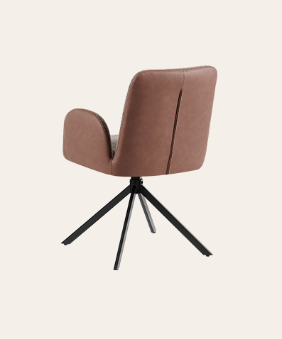 Neal Modern Swivel Dining Chairs with Arms – Leather Upholstered Armrest & Sleek Metal Legs for Living Room Elegance