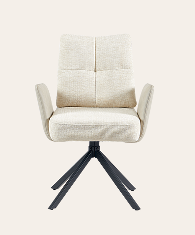 Ziro Leather&Fabric Upholstered Swivel Dining Chair – Armrests & Sleek Metal Legs for Modern Dining Rooms