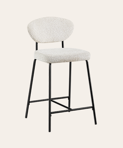 Kaya White Counter Stools | Cushioned Bar Stools with Metal Legs for Kitchen & Counter Height